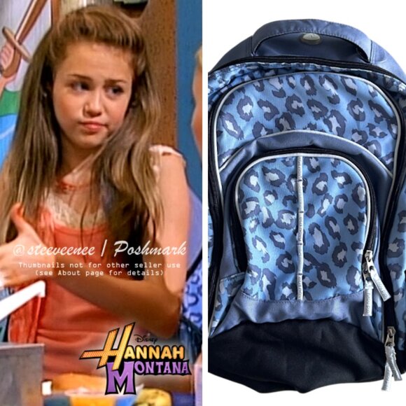 RARE Old Navy Blue Animal Print Backpack ASO Miley Stewart - Picture 2 of 8